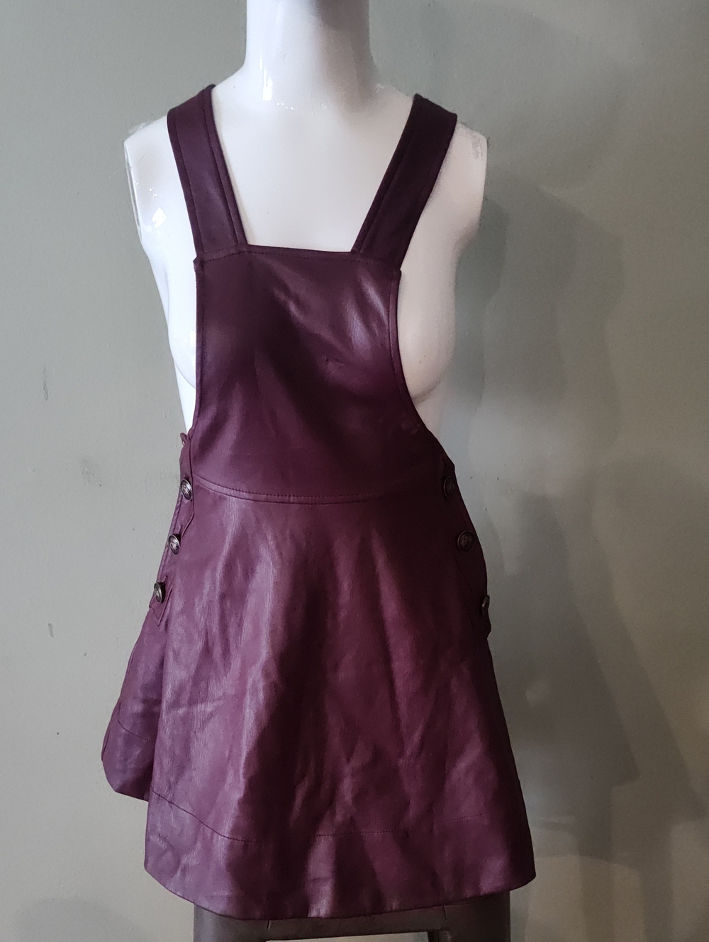 Maeve Anthropologie Maroon Faux Leather Pinefore Xxs - Picture 1 of 7